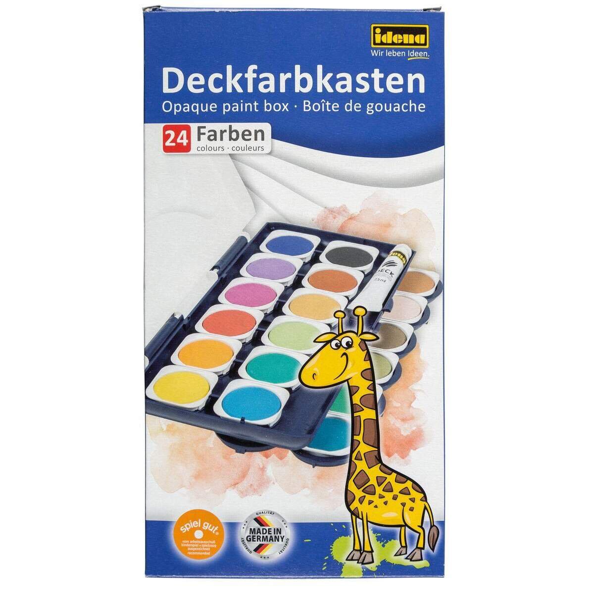 Idena 24er Deckfarbkasten, 1 Tube Deckweiß