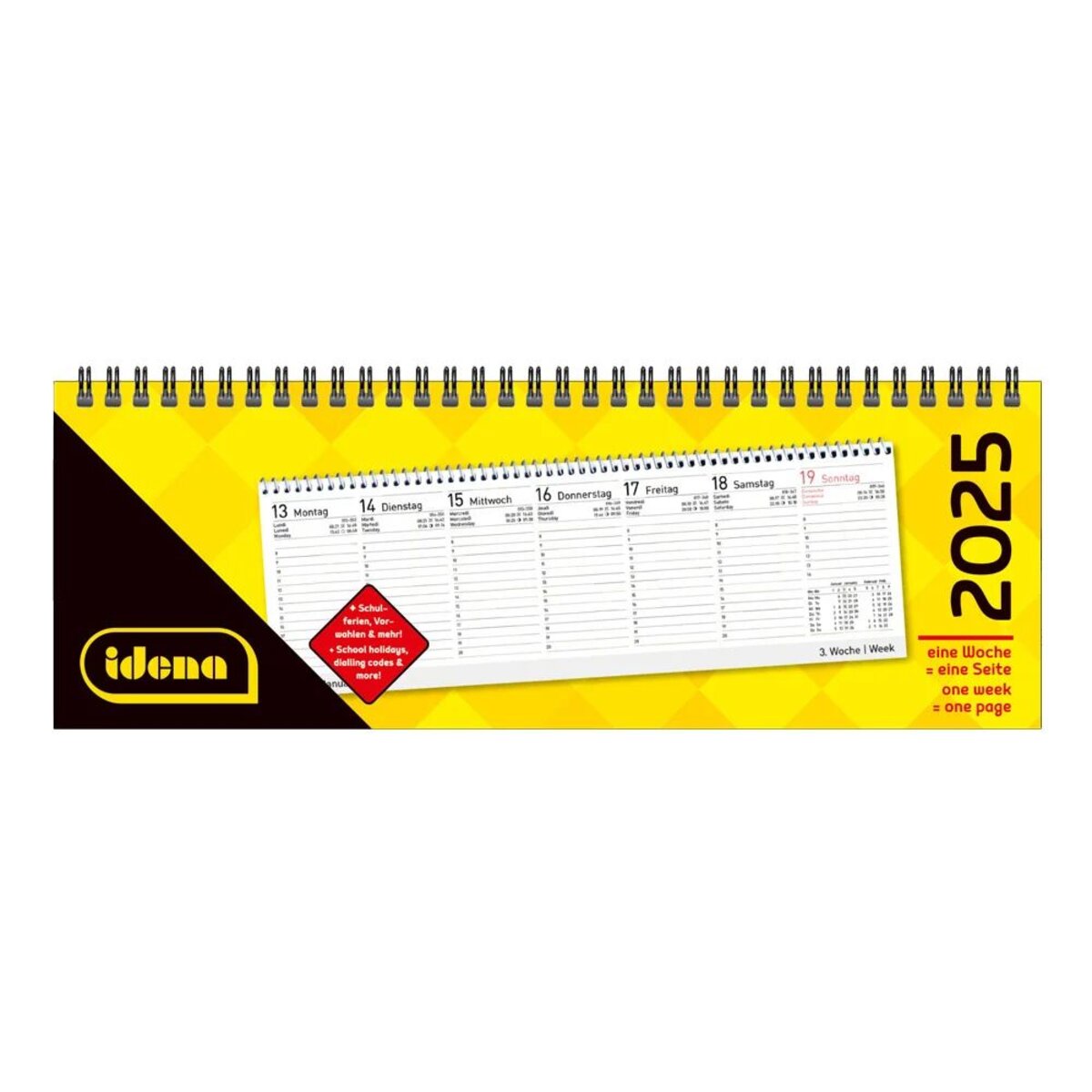 Idena Tischquerkalender 2025 – 29,8 x 10,5 cm, 1 Woche/1 Seite, FSC® Mix