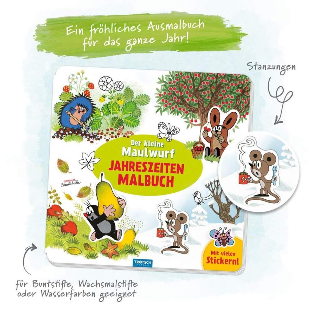 Trötsch Der kleine Maulwurf Jahreszeitenmalbuch Sticker und Malbuch