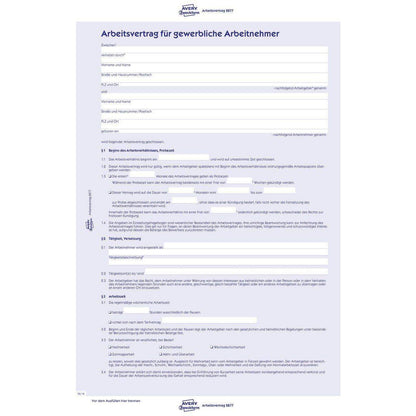 Avery Zweckform 2878 Arbeitsvertrag, für Teilzeitbeschäftigte, A4, 4-seitig, selbstdurchschreibend