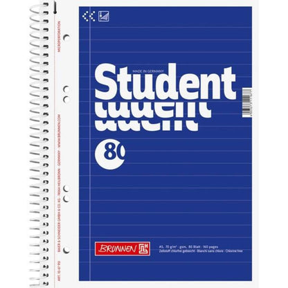 BRUNNEN Collegeblock Student, A5, 80 Blatt, gelocht, liniert