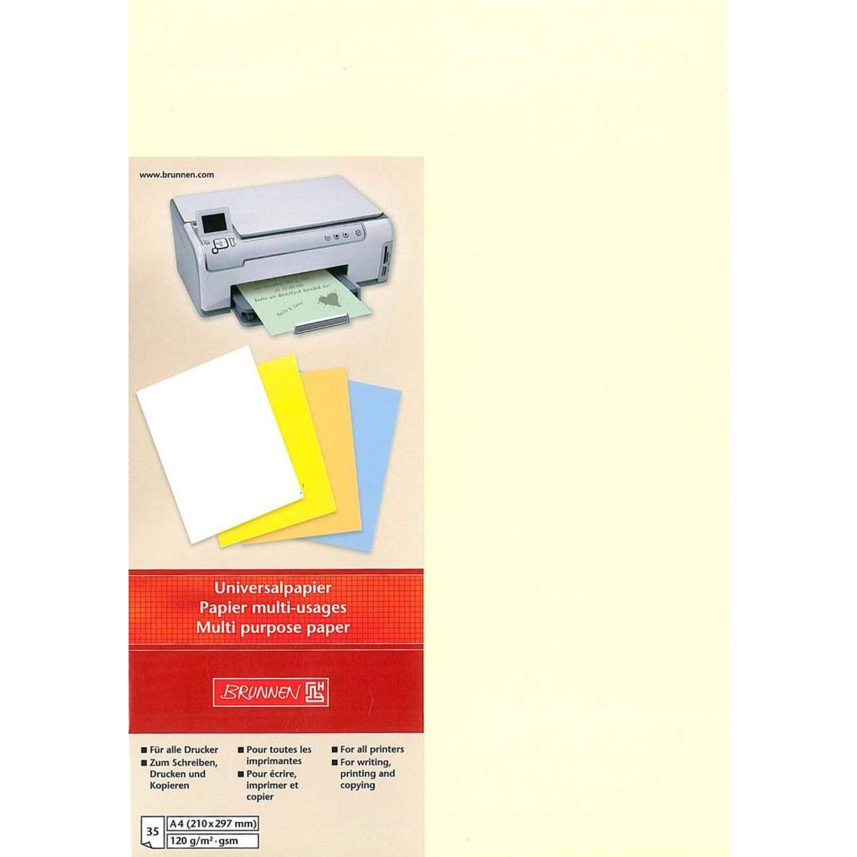 BRUNNEN Universalpapier, A4, 120 g, 35 Blatt, chamois