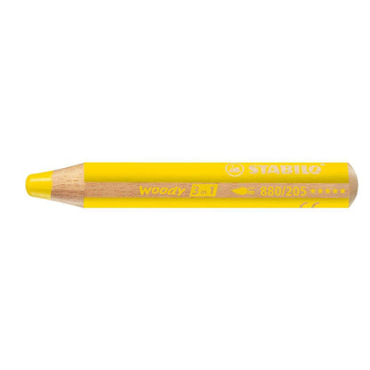 Buntstift, Wasserfarbe & Wachsmalkreide - STABILO woody 3 in 1 - Einzelstift - gelb