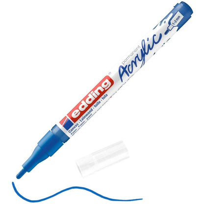 edding 5300 Acrylmarker fein - blau - 1 Acrylstift wasserfest - feine Rundspitze 1-2 mm