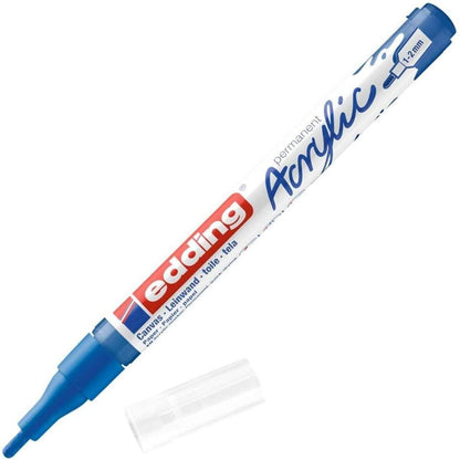 edding 5300 Acrylmarker fein - blau - 1 Acrylstift wasserfest - feine Rundspitze 1-2 mm