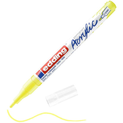 edding 5300 Acrylmarker fein - neon-gelb - 1 Acrylstift wasserfest - feine Rundspitze 1-2 mm