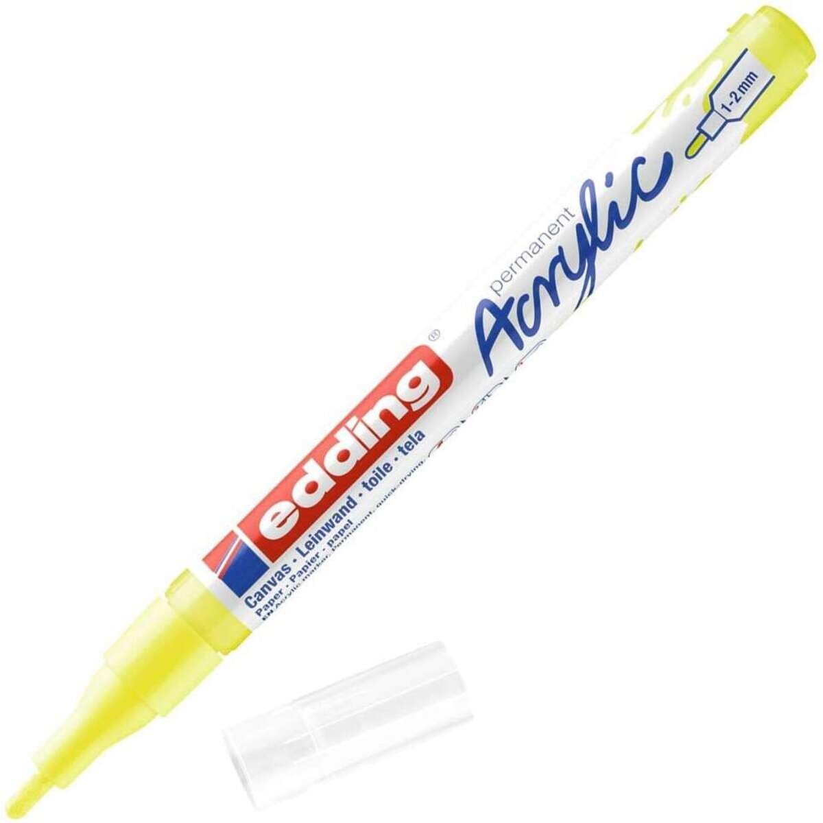 edding 5300 Acrylmarker fein - neon-gelb - 1 Acrylstift wasserfest - feine Rundspitze 1-2 mm