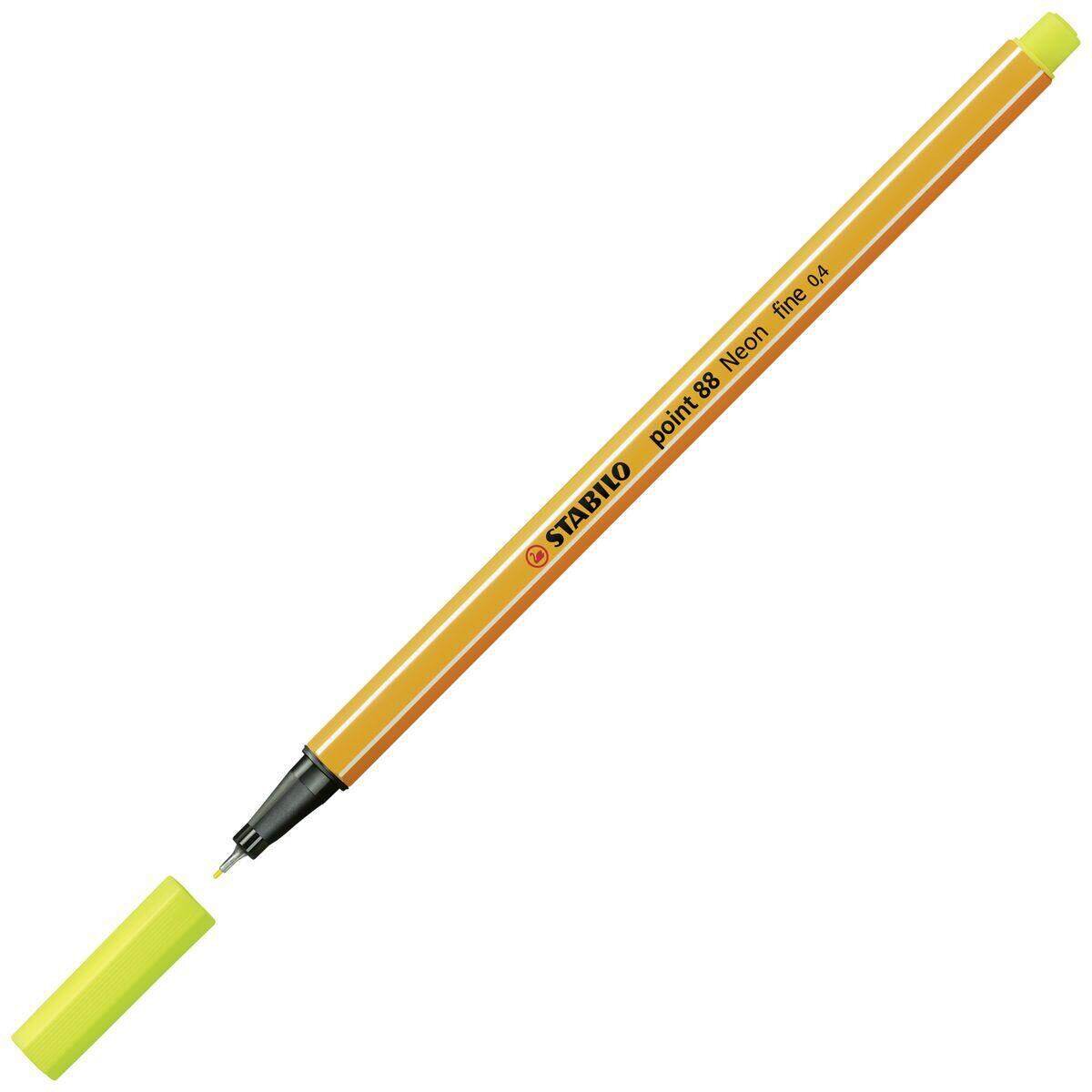 Fineliner - STABILO point 88 - Einzelstift - Neonfarbe, leuchtfarbengelb