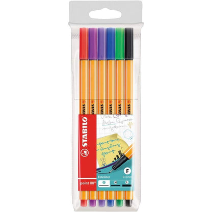 Fineliner - STABILO point 88 - 6er Pack - mit 6 verschiedenen Farben