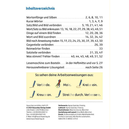 Hauschka Verlag Mein Übungsheft Lesen – 1. Klasse: Vom Wort zum Satz, A5-Heft