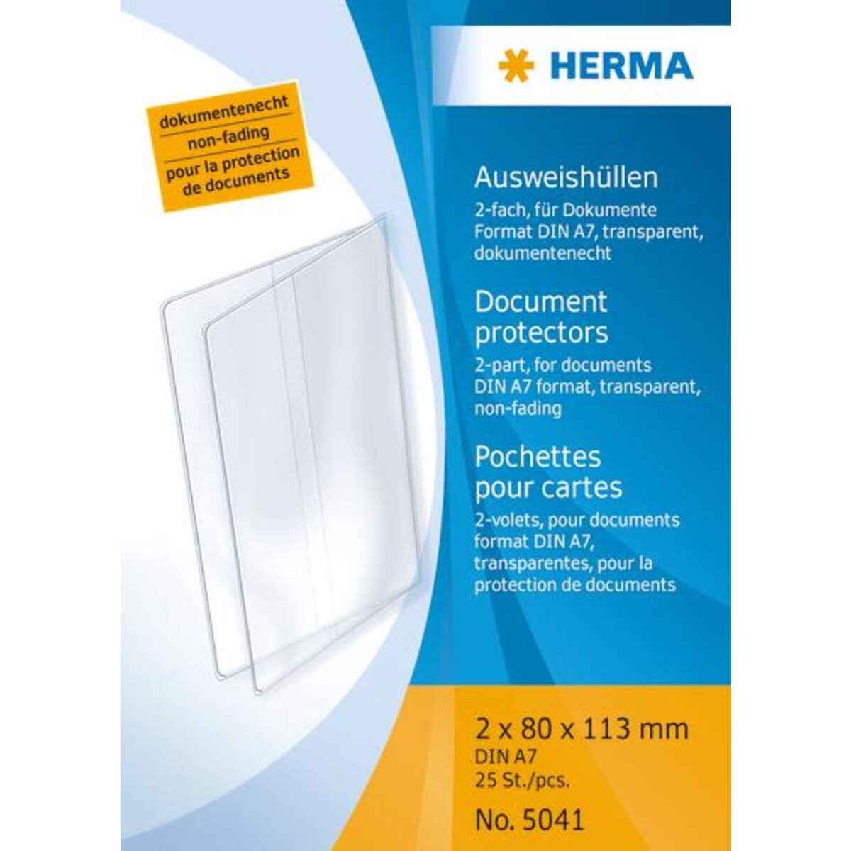 HERMA 5041 Ausweishüllen 2 x DIN A7 Klapphüllen, 1 Stück