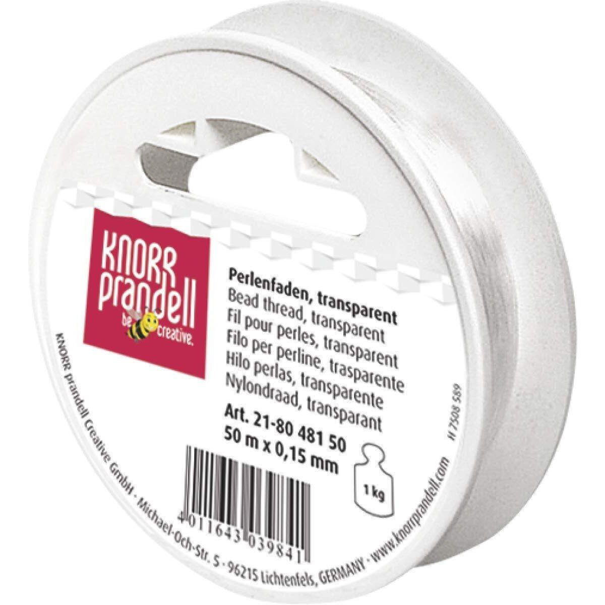 Knorr Prandell Perlenfaden transparent, 0,15 mm x 50 m, Tragkaft 1 kg