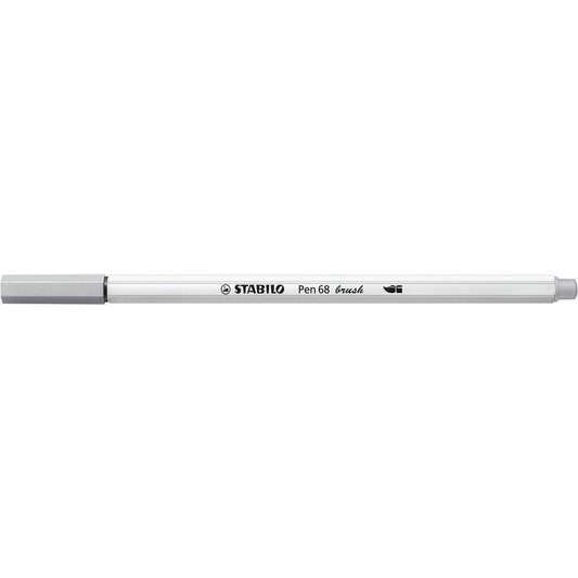 Premium-Filzstift mit Pinselspitze für variable Strichstärken - STABILO Pen 68 brush - Einzelstift - mittelgrau