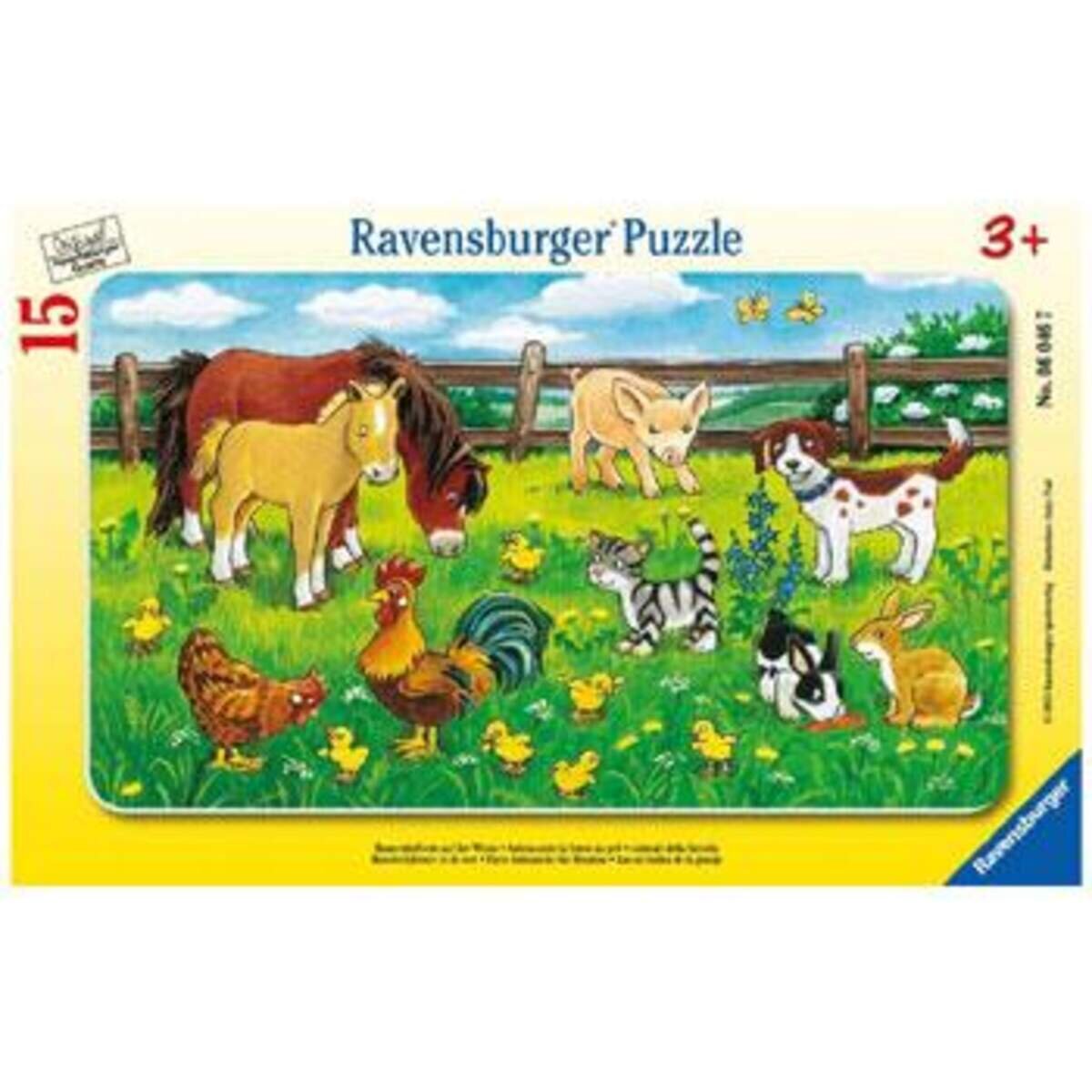 Ravensburger Rahmenpuzzle Bauernhoftiere auf der Wiese, 15 Teile