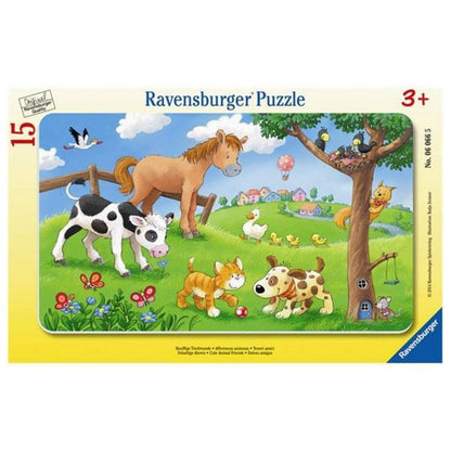 Ravensburger Rahmenpuzzle Knuffige Tierfreunde, 15 Teile