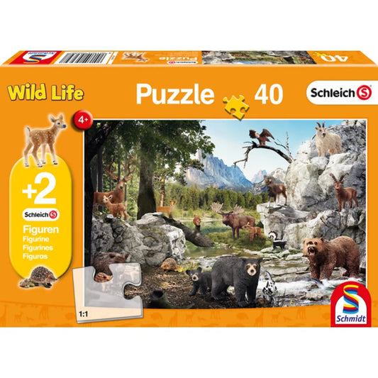 Schmidt Spiele Puzzle - Die Tiere des Waldes mit 2 Schleich®figuren 40 Teile